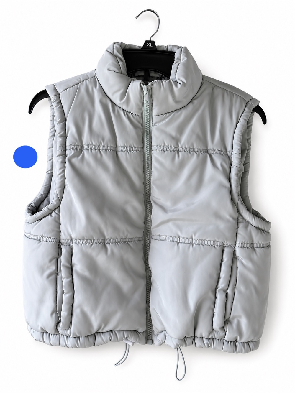 Sage Green Cropped Puffer Vest Boys / Girls Size Large Adjustable Hem Zip Front